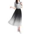 thumbnail image 2 of KMBANGI Jupe Midi Plissée à Taille Haute Élastique Dégradée pour Femmes, Taille Unique, 2 of 9