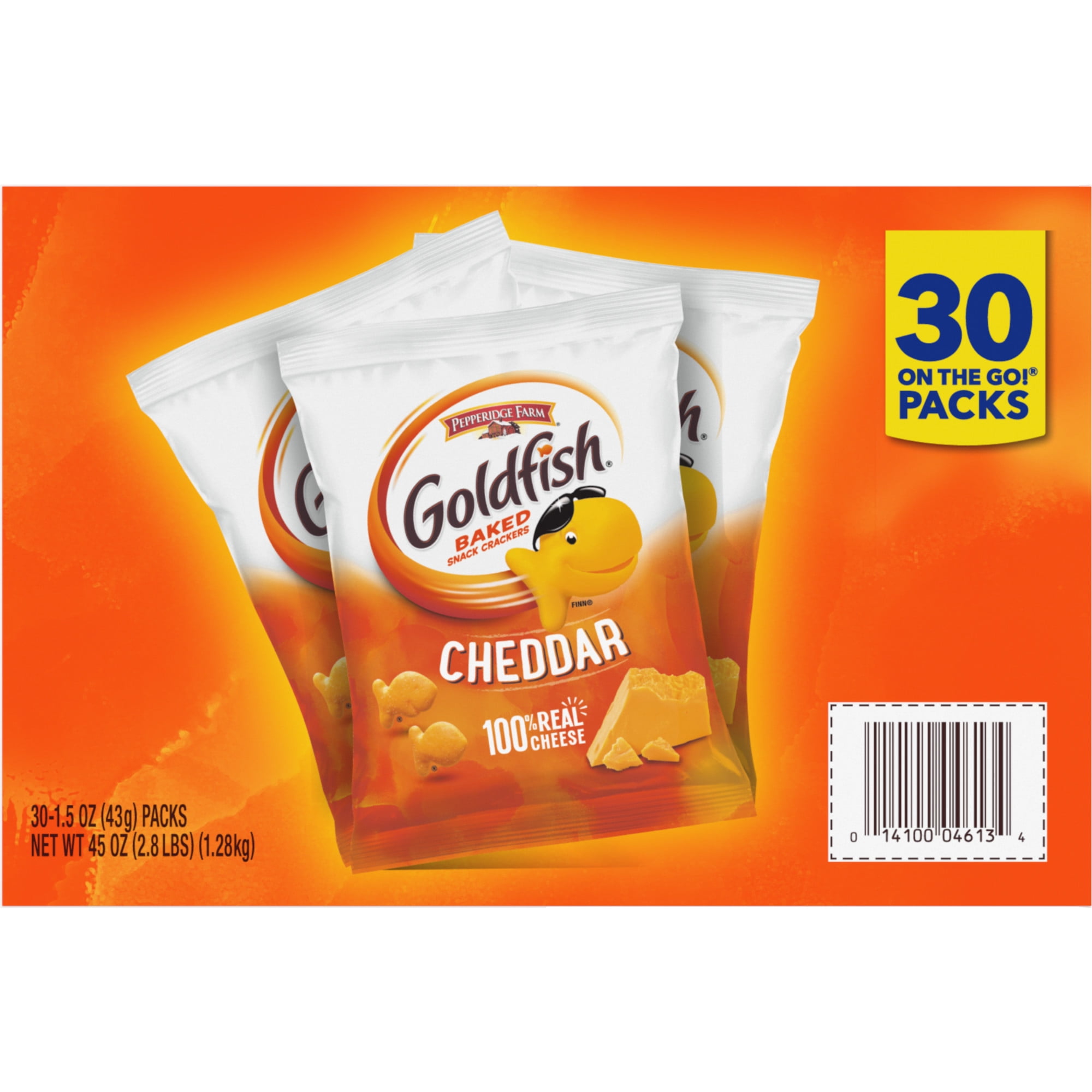 Pepperidge Farm Goldfish Cheddar Crackers, 1.5 oz. Snack Packs, 30 Count
