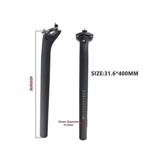 ROADNADO Tige de Selle Carbone de vélo 25.4/27.2/31.6 mm Tige de Selle VTT ultralégère 350mm 400mm Tige Selle Carbone réglable pour vélo de Route, VTT, BMX, Noir Mat