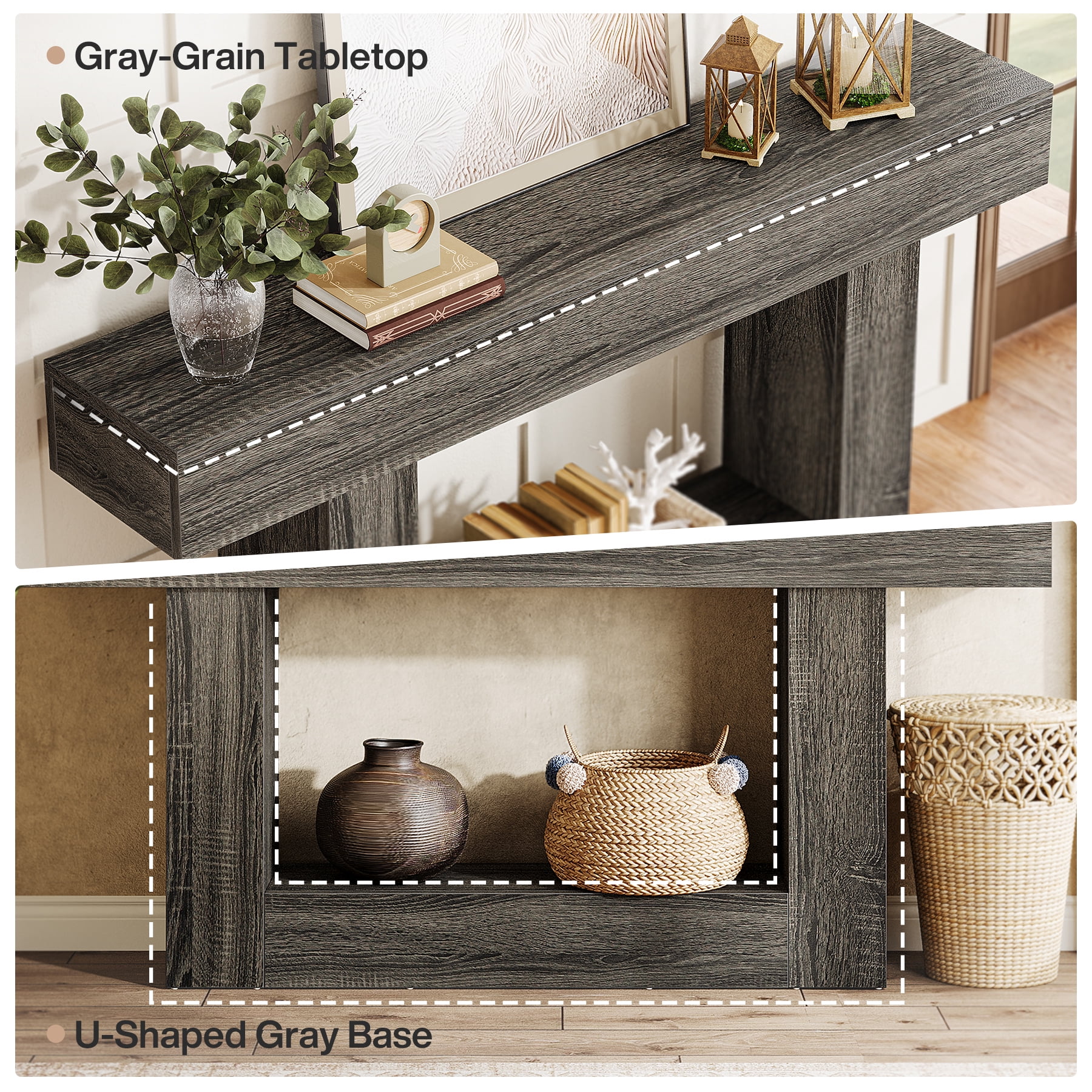 Tribesigns 63-Inch Long Console Table, 2-Tier Entryway Table Sofa Table with Storage