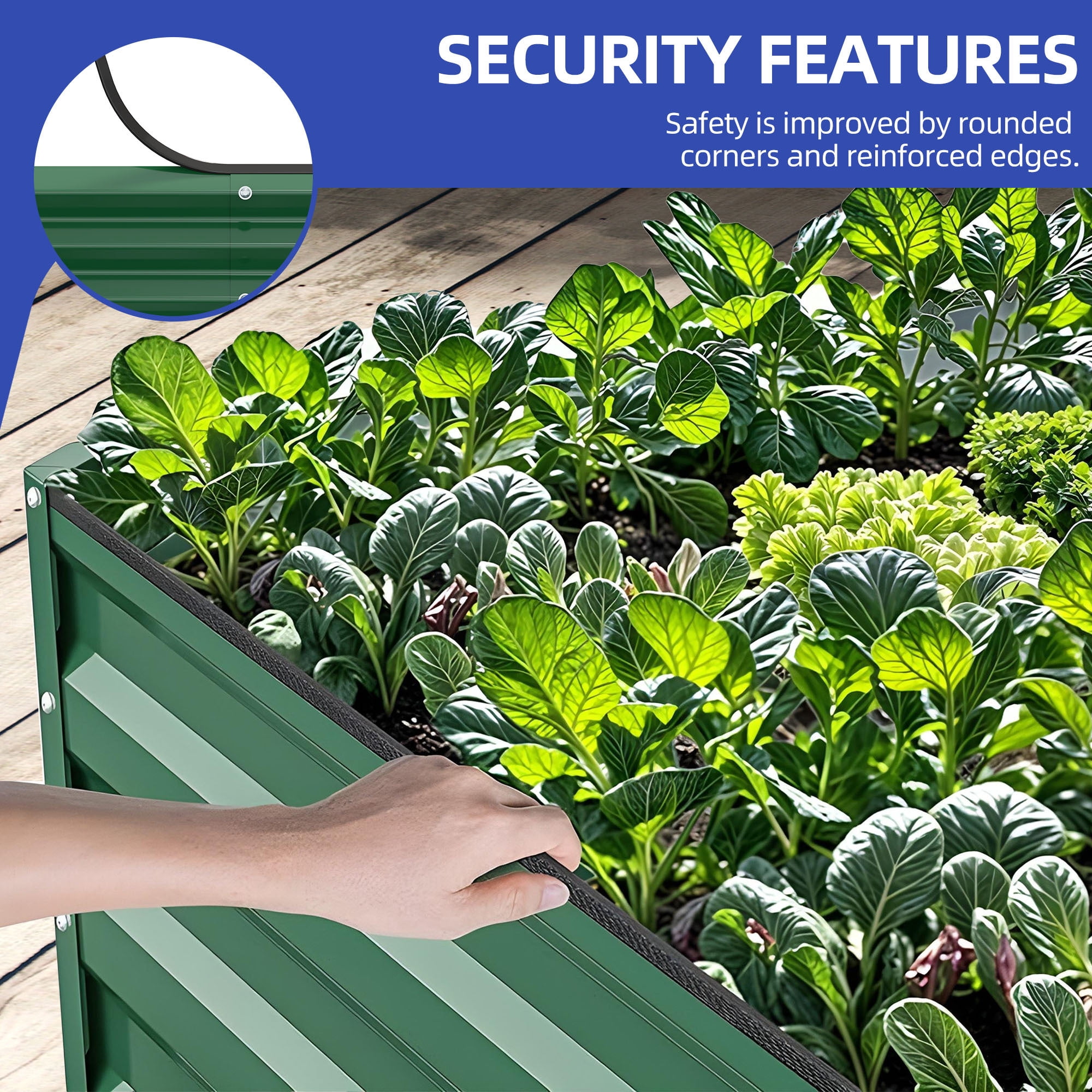 Uforic 2PCS 8X4X2FT Galvanized Metal Raised Garden Bed with Gardening Gloves, Ground Nails, Support Rod & Safety Rubber, Outdoor Above Ground Planter for Plants Vegetables Flowers, Green