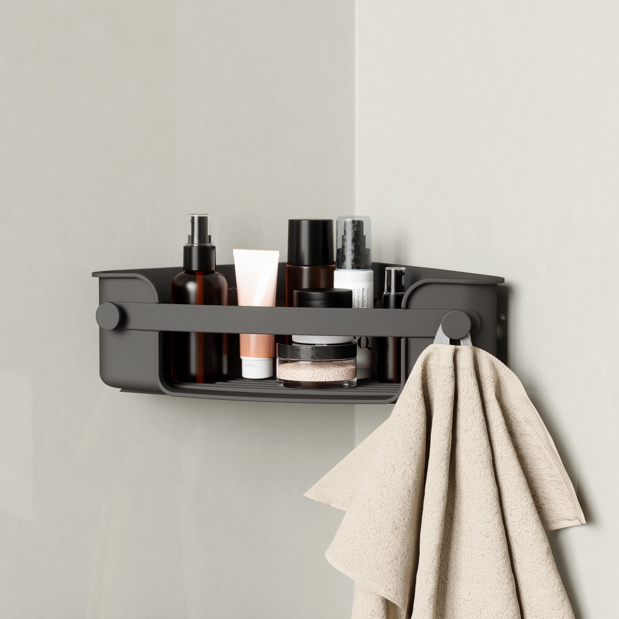 Black Single Layer Bathroom Shelf, Wall Mount Organizer For Toiltes,  Washrooms, Wash Basins And Bathtooms, With Suction Cups, No Need To Drill  Holes