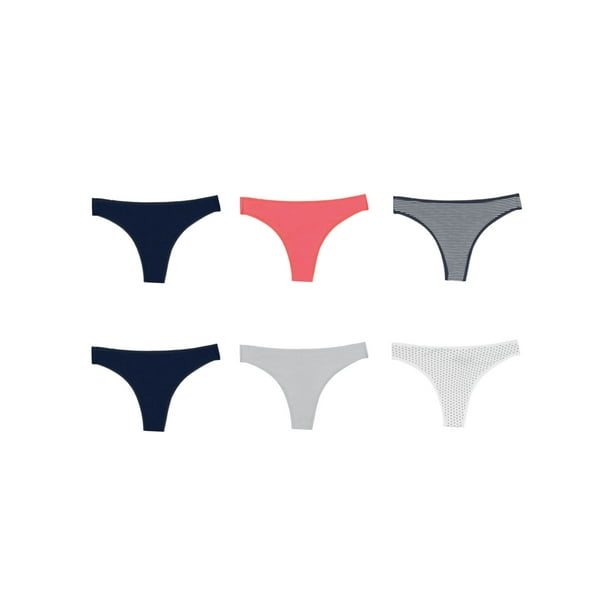Hanes Womens Cotton Stretch Thong 6-Pack, 5, Assorted 
