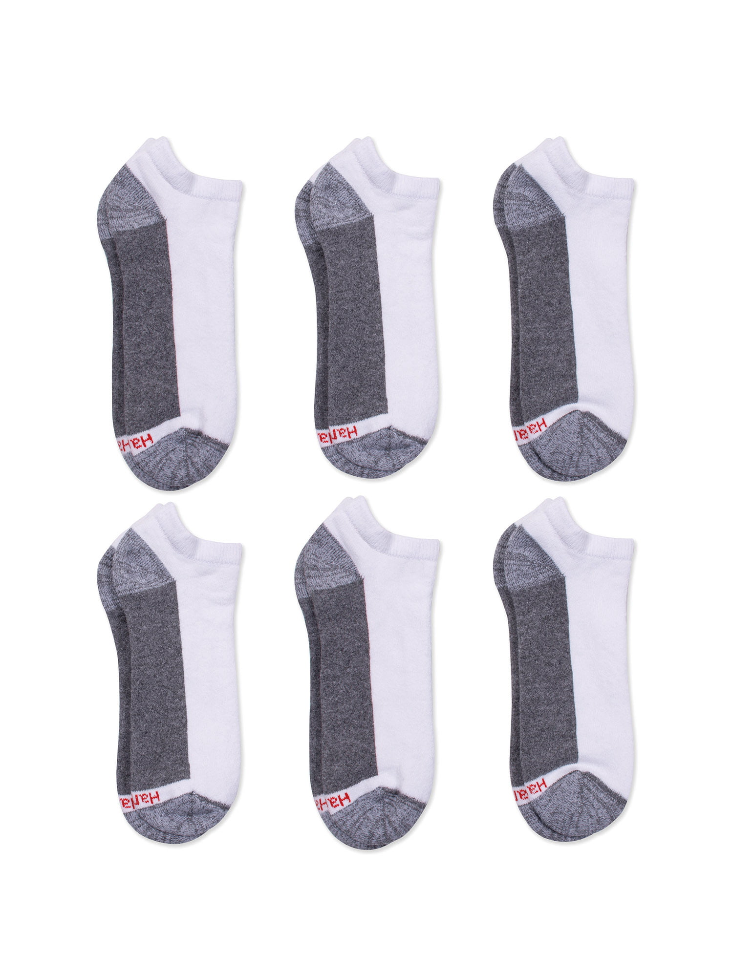 Hanes Mens ComfortBlend Max Cushion 6-Pack White Low Cut Socks