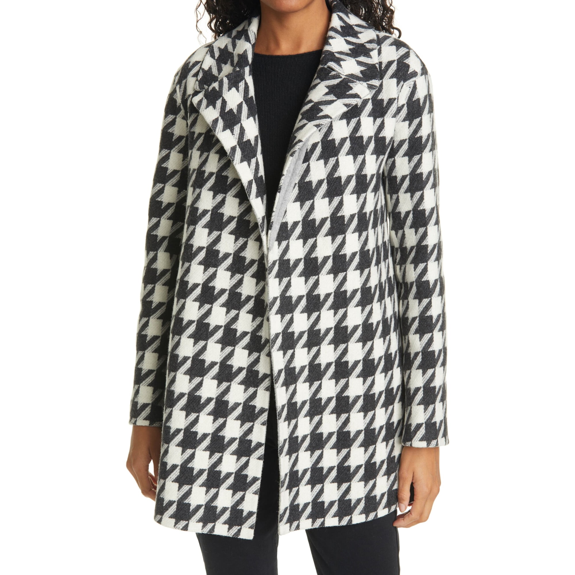 Black wool belted coat womens best sale