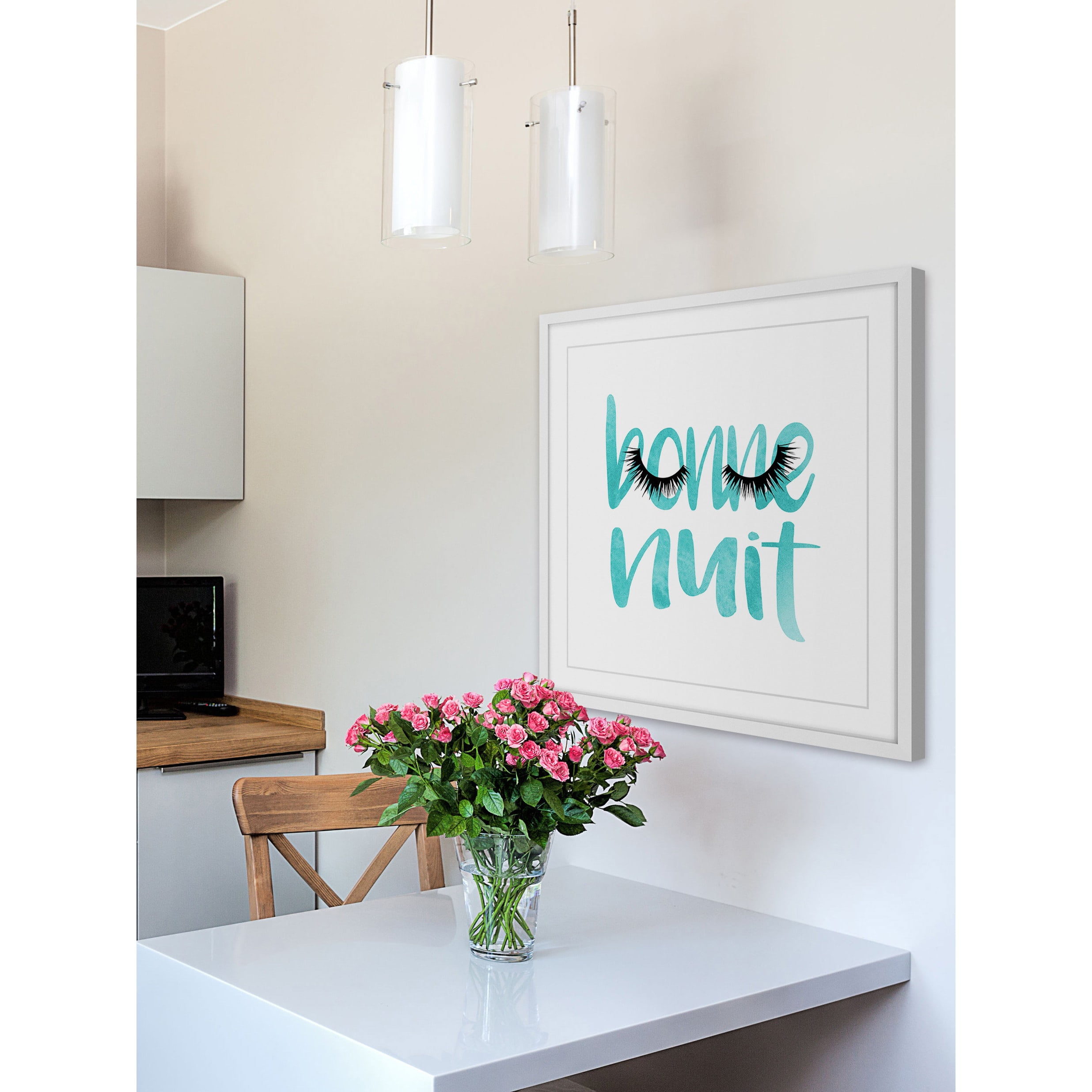 Marmont Hill "Bonne Nuit Teal" by Amanda Greenwood Framed Painting Print