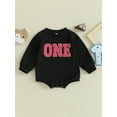 thumbnail image 2 of Bslissey 6M 12M 18M Baby Girls Birthday Sweatshirt Romper Long Sleeve Letter Embroidery Jumpsuit Infant Casual Crew Neck Tops for Spring Autumn, 2 of 9