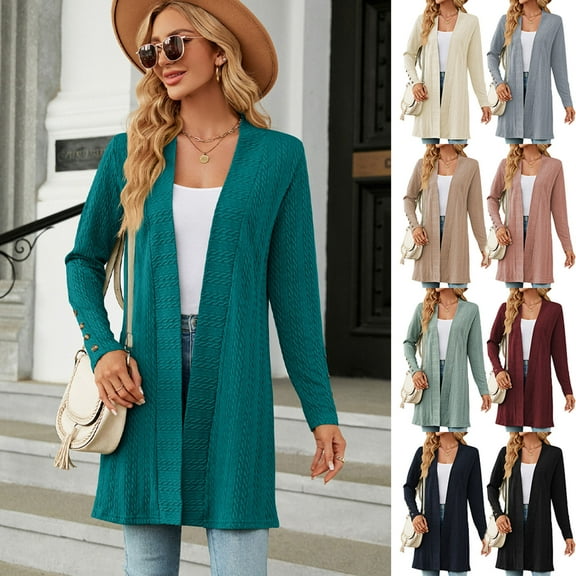 BiZtdJrK Dusters for Women Knit Long Sleeve Open Front Cardigans Lightweight Fashion Vacation Cardigan Sweater Gray XL