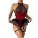 thumbnail image 1 of Gibobby Lencería sexy Lencería para mujeres Disfraces sexy con cordones de cuero Bondage Sin respaldo Ropa interior de cuero Malla Teddy Lencería(Vino XXL), 1 of 5