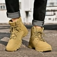 thumbnail image 3 of Men Ankle Boots Fashionable New Pattern Simple Solid Color Thick Sole Outdoor Hiking Lace Up Mens Dress Shoes Boot, 3 of 7