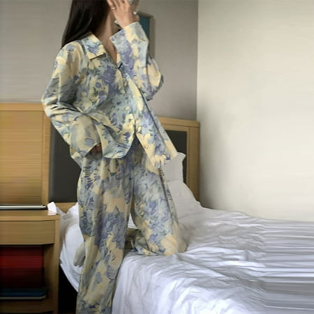

Plaid Casual Pajama Sets Women Single Breasted Ins Japan Turn-down Collar Nightwear Spring Fall Elastic Waist Homewear New Mujer