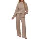 thumbnail image 2 of Conjuntos Deportivos de Dos Piezas para Mujer, Ideales para Otoño. Incluyen Sudadera con Cordón Ajustable y Pantalón Deportivo de Pierna . Caqui L, 2 of 10