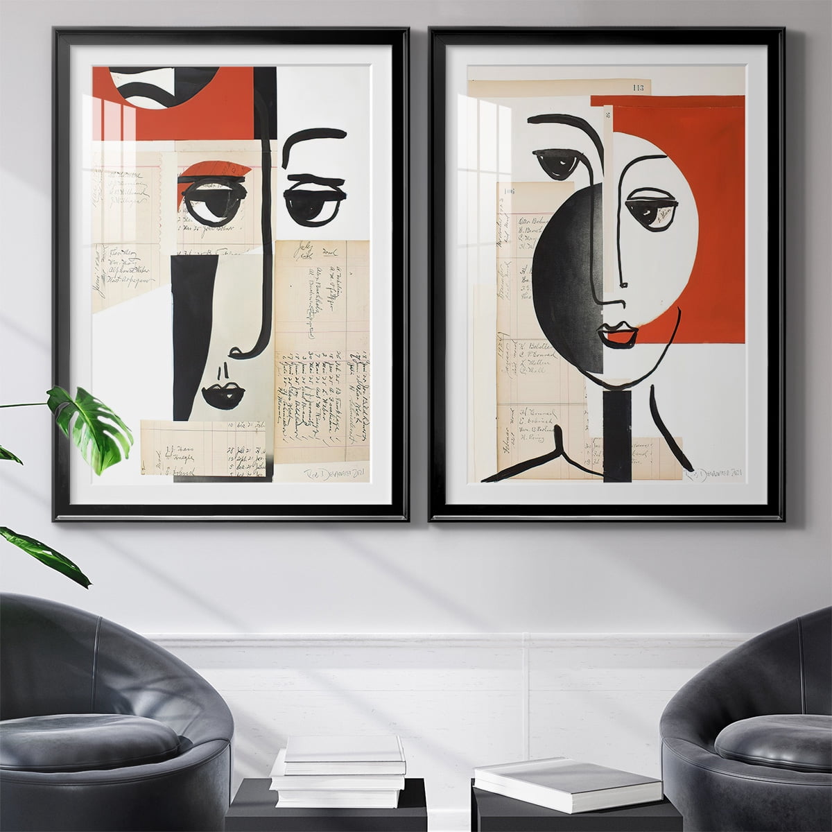 Wexford Home Faces of A Century III Premium Framed Print, 18.5" x 24.5" - Ready to Hang, Black (Set of 2)