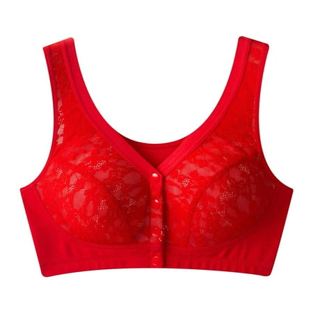 Extra Value: Women s Bras No Underwire  Sujetador de Mujer  Woman Oversized Strapless Bra With Cotton Design Style Front Buckle Underwear SOPATENOR Red 100B