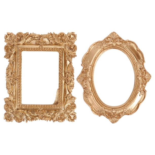2pcs Mostrar foto Marco de fotos Decoración Mini marco de fotos Adorno para el hogar Golden