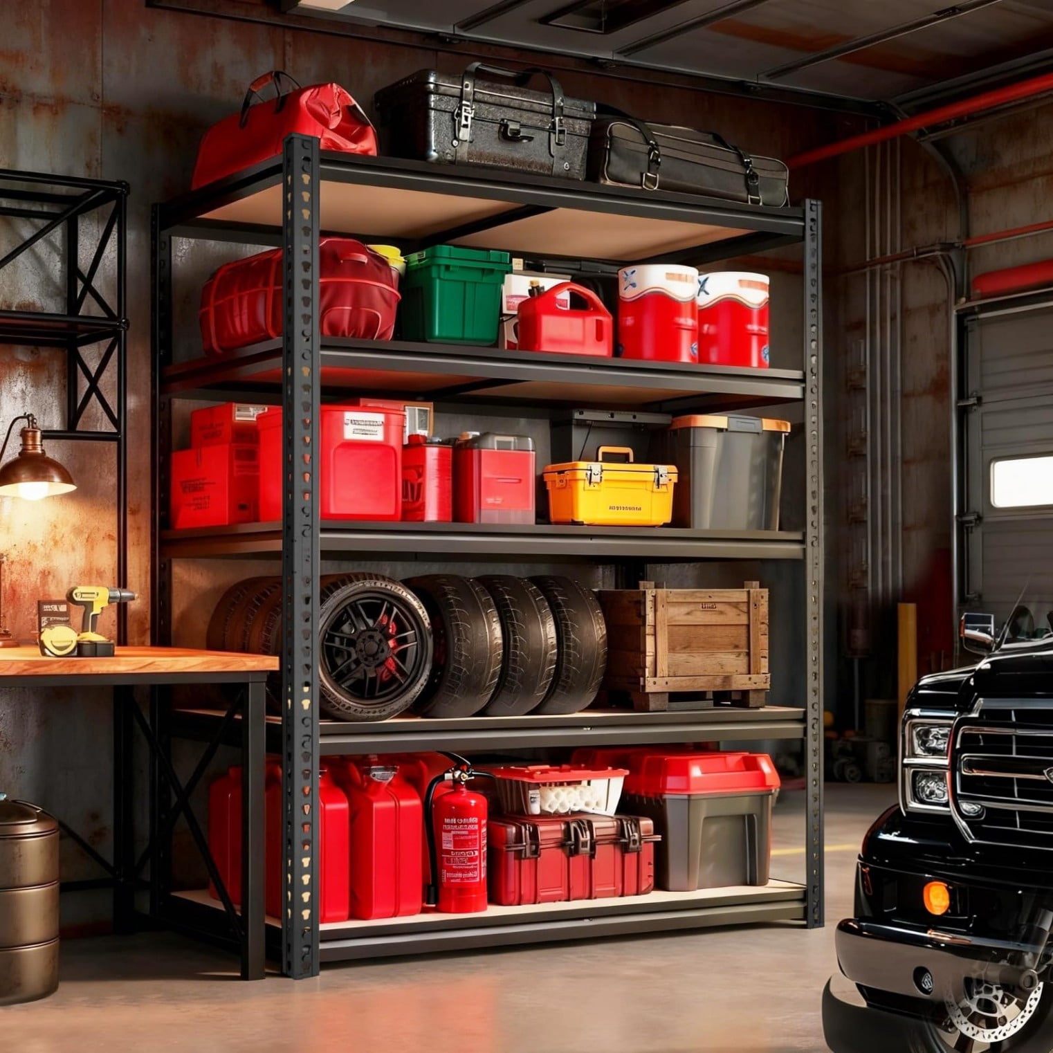 Heavy Duty 5-Tier Extra Wide Metal Storage Shelving Unit, 2400 lbs Capacity Garage Rack, 72"H x 40"W x 20"D