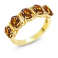 thumbnail image 2 of Gem Stone King 2.00 Ct Oval Orange Red Madeira Citrine 18K Yellow Gold Plated Silver Ring (Size 5), 2 of 4