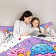 thumbnail image 4 of Castle Fairy Ice Cream Baseball Print King Bedding 7pcs, Sport Ball Gamer Pattern King Bed in a Bag, Blue Pink Purple, 4 of 7