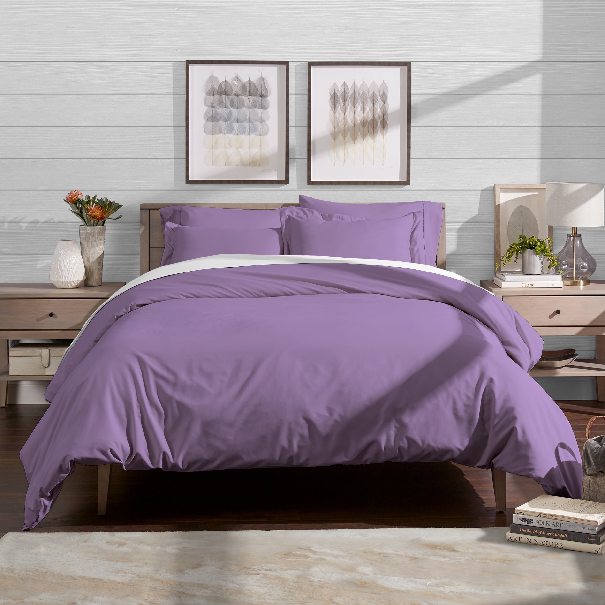 2-3 PC Super Soft Solid Light Purple Lavender Duvet Cover and Pillowcases Set