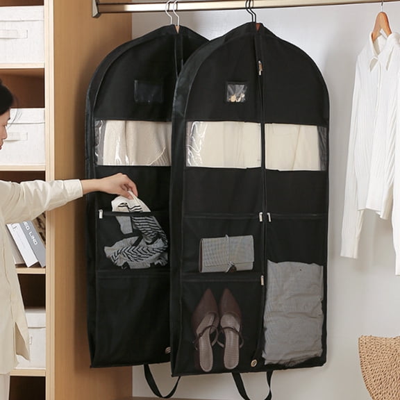 IFNWSV Travel Garment Bag Hanging Garment Bag with Reversible Zipper Mesh Pockets for Wardrobe Clothes Storage and Travel Garment Bag,23.6x43.3in