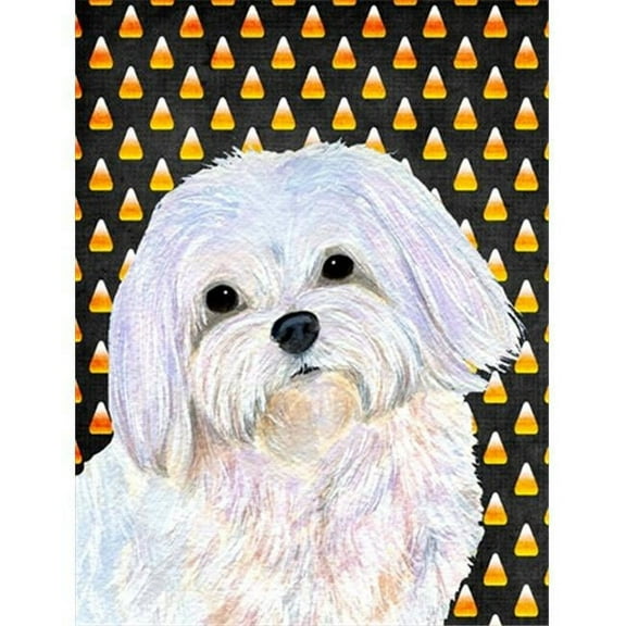 Maltese Candy Corn Halloween Portrait Flag - Garden Size, 11 x 15 in.