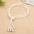 thumbnail image 3 of Soumake Faux Pearl Necklace White Color Knotted Beaded Long Tassel Neck Chain Elegant Dress-Up Alloy Jewelry Women Dress Sweater Necklace Accessories Jewelry Gift, 3 of 7