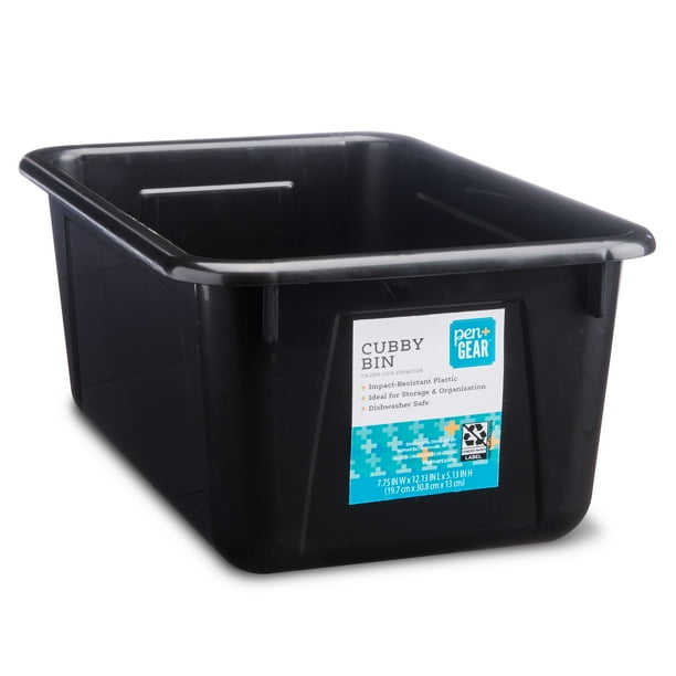 PEN+GEAR Plastic Small Cubby Bin for Kids, Deep Black, 1Count
