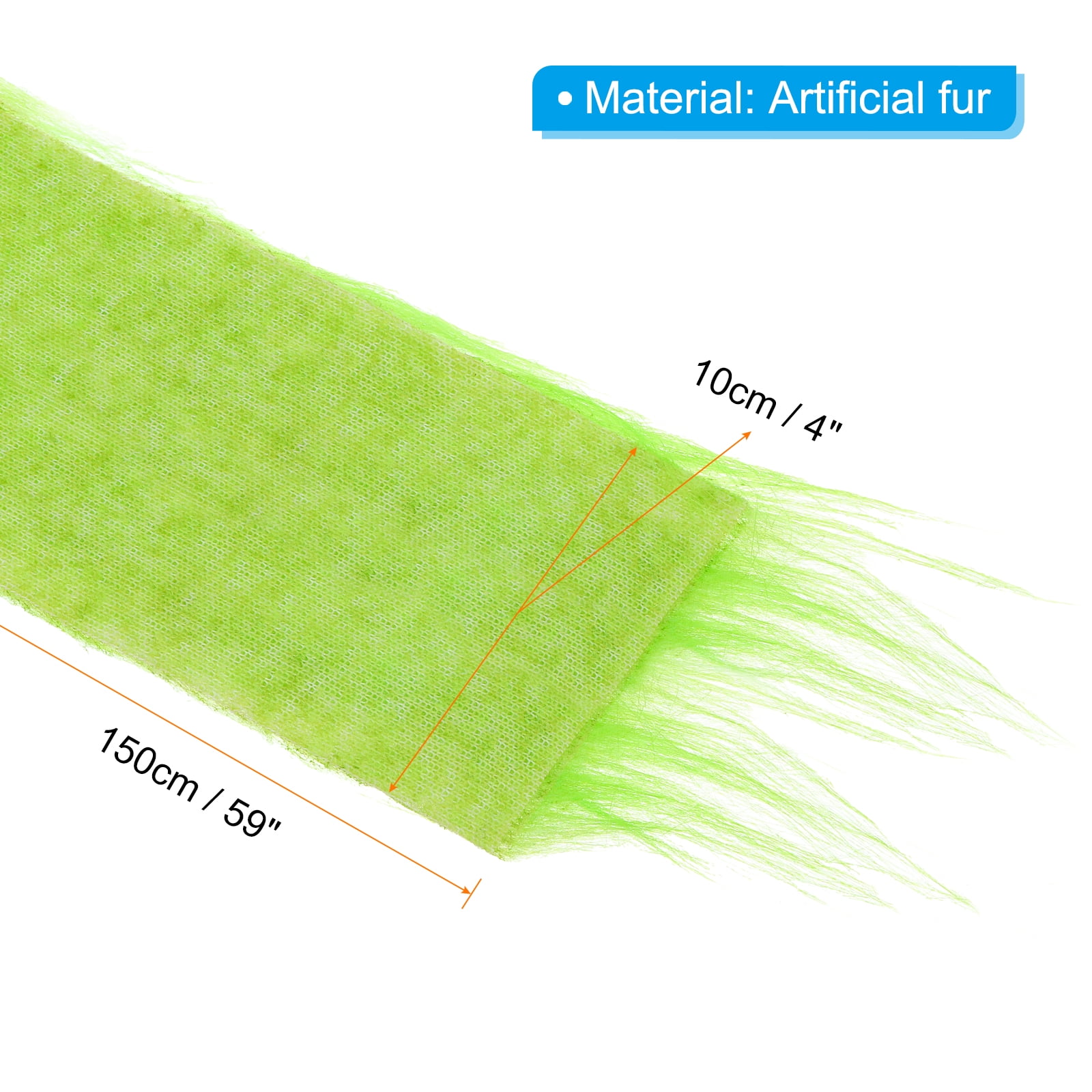 Uxcell Plush Faux Fur Fabric Precut Strips, 59" x 4" Fluffy Faux Fur Ribbon, Green 2Pack
