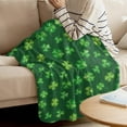 thumbnail image 3 of Yibo St Patrick Plaid Green Shamrock Blanket Flannel Soft and Comfortable Anti-static Bed Sofa Blanket, 3 of 7