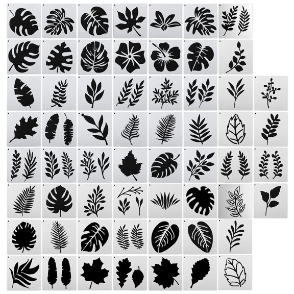 Plantillas de pintura de hojas de árbol Uxcell, 60 plantillas de pintura reutilizables para dibujo, blancas
