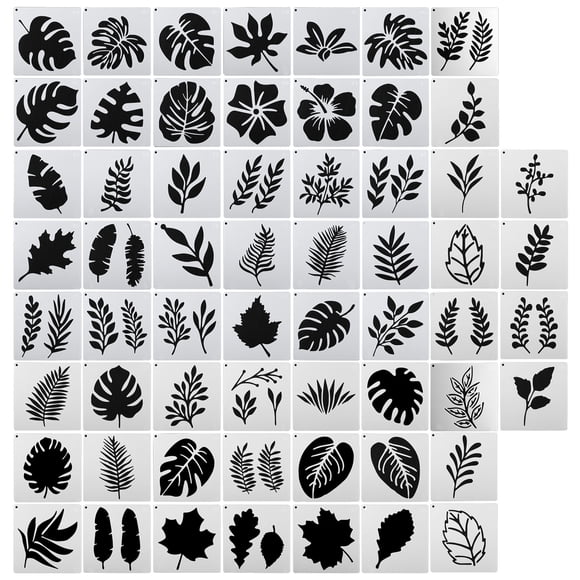 Plantillas de pintura de hojas de árbol Uxcell, 60 plantillas de pintura reutilizables para dibujo, blancas