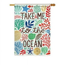 Breeze Decor BD-NA-H-107066-IP-BO-DS02-US 28 x 40 in. Take Me To The Ocean Coastal - Everyday Nautical Impressions, Decorative Vertical House Flag
