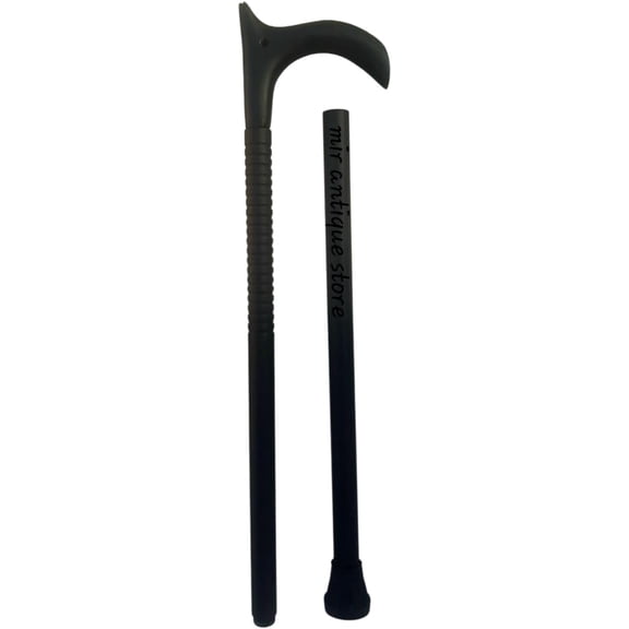 37 Inch Solid Aluminum Tactical Walking Cane Stick, Heavy Duty Walking Stick with V-Curved Ergonomic Handle, Strong & Safe Mobility Support Cane for Men & Women