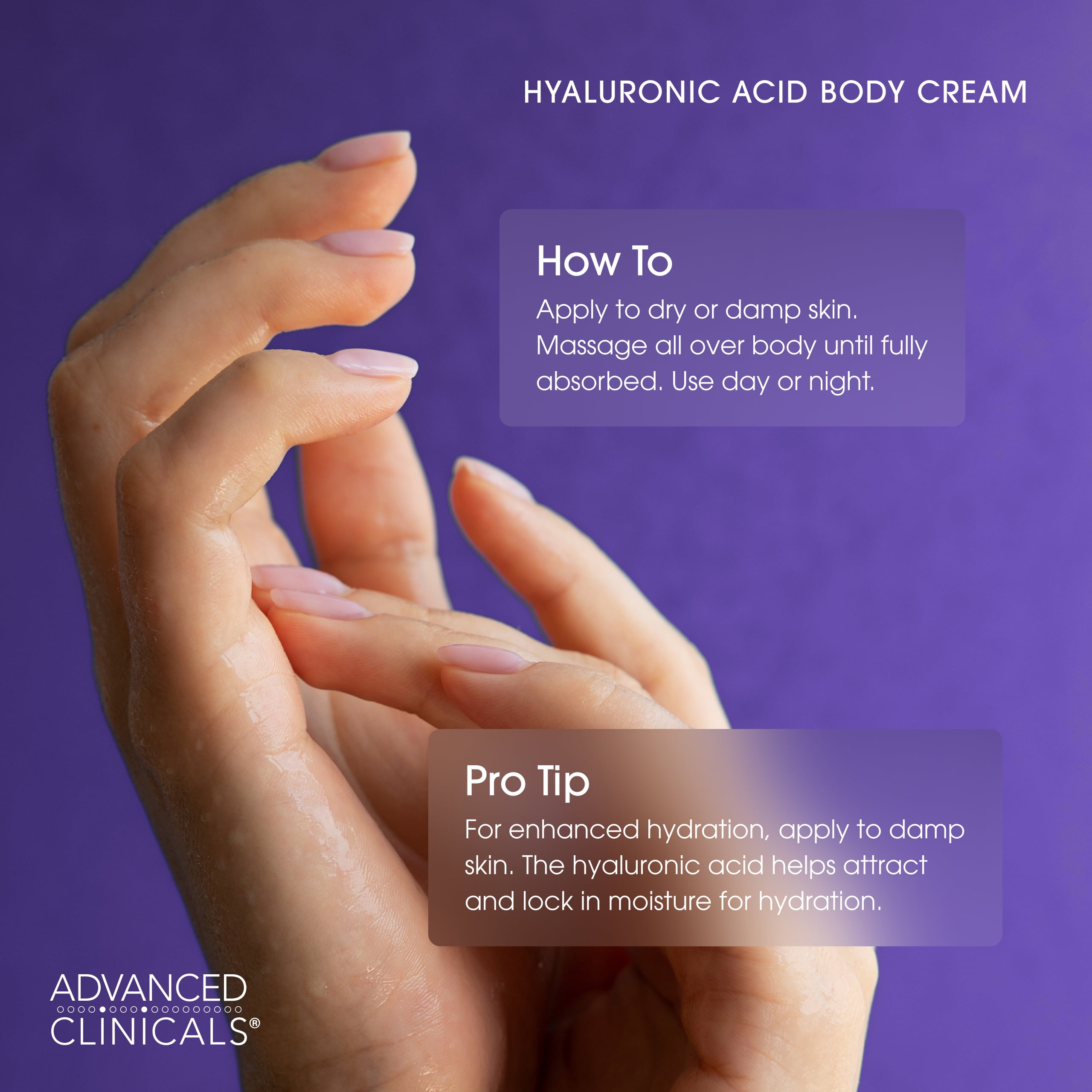 Advanced Clinicals Hyaluronic Acid Body & Face Cream Set of Two 16 fl oz