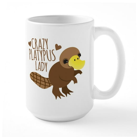 CafePress - Crazy Platypus Lady Ceramic Mug - 15 oz Ceramic Large White Nolvety Mug