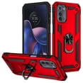 thumbnail image 2 of For Motorola Moto Edge (2022) Military Grade Rugged Dual Layers 2in1 Hard PC + TPU Shockproof Hybrid with Ring Kickstand Cover ,Xpm Phone Case [ Red ], 2 of 8
