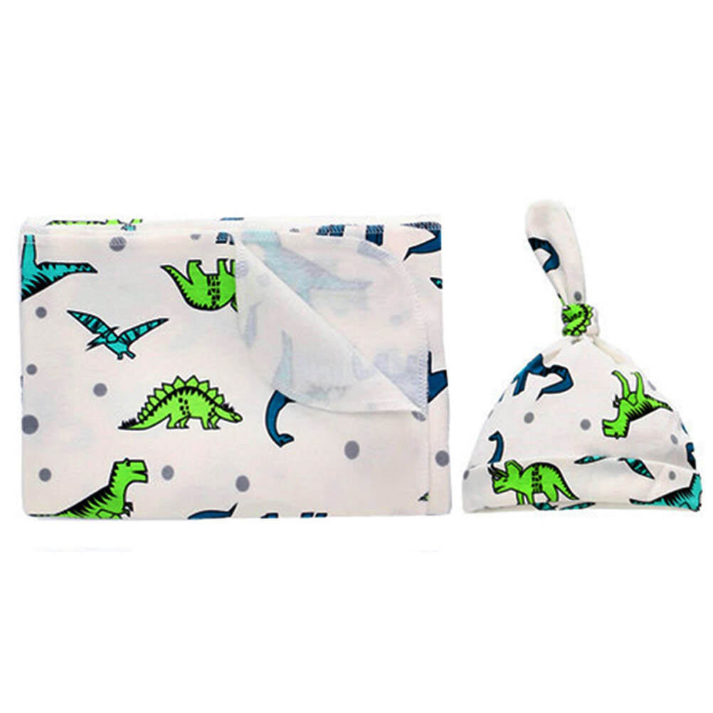 1 Set of Newborn Swaddling Clothes Baby Pure Cotton Blanket Hat Infant