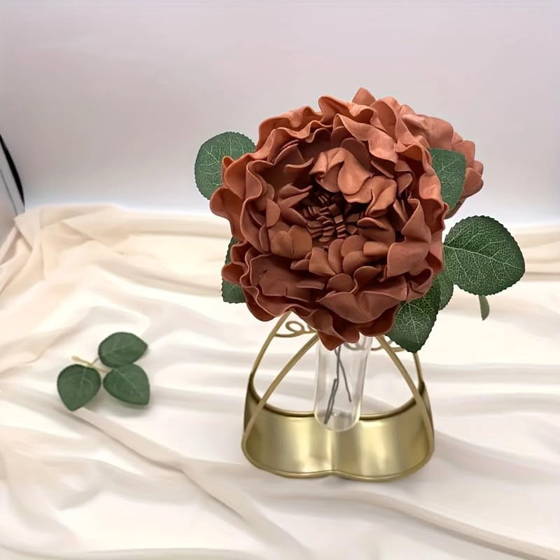 Passage 7 Flowers 16pcs Burnt Orange Rust Blooming Peonies Artificial Flowers with Stem, Artificial Peony Flowers for DIY Wedding Decorations Centerpieces Bouquets Boutonnieres (Burnt Orange)