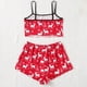 thumbnail image 4 of Ropa de dormir con estampado de Navidad para mujer, Conjunto de Pijama de encaje Sexy de satén con espalda descubierta, Top sin mangas y pantalones cortos, traje de noche, ropa para el hogar, 4 of 4