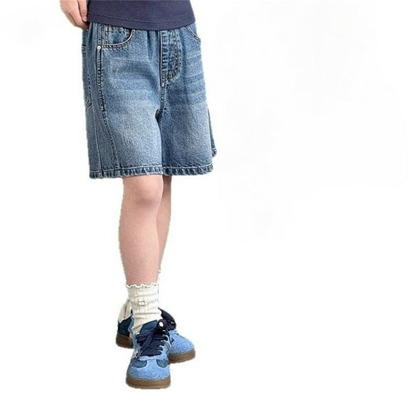 Tiijoy Girls High Waist Wide Leg Denim Shorts Casual Pull On Jean Shorts Jorts, Sizes 5-6
