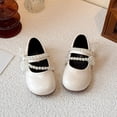 thumbnail image 6 of Viluyesy Girls Vintage-Inspired Flat Shoes – Soft-Sole Leather Lace-Up Dress Shoes with Pearl Bowknot and Delicate Lace Trim, Spring Summer Style Beige Size 7, 6 of 7