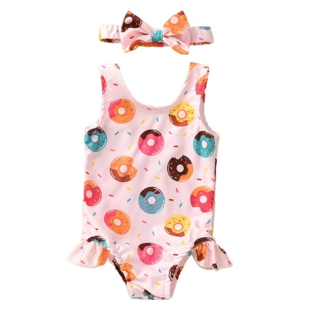 

Toddler Baby Kids Girls Summer Printed Ruched Swimwear Holiday Swimsuit Cute Fashion Clothes 0-2Y