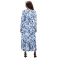thumbnail image 2 of FKELYI Fall Maxi Dress for Women Long Sleeve V Neck Wedding Guest Dresses Blue Flower Horse Print Flowy A-Line Elegant Dress with Pockets, XL, 2 of 6