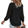 thumbnail image 4 of IROINNID Discount Womens Long Sleeve V-Neck Shirts Summer Solid Color Chiffon Tops,Black, 4 of 9