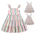 thumbnail image 2 of Otqutp Casual Dress for Toddler Girls Summer Sling Dress Small Flying Sleeve Color Strip Dress Small Fresh Casual Daily Going Out Dress, 2 of 9