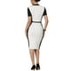 thumbnail image 3 of Vestido de tubo para mujer Inspire Chic, vestido de lápiz de color contrastante, M blanco y negro, 3 of 5