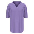 thumbnail image 6 of Azrian Womens Tops Clearance Fall Saving,Womens Plus Blouses Casual V-Neck Short Sleeve T-Shirts Solid Puff Sleeve Summer Blouse Tops on Sale, 6 of 6