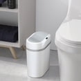 thumbnail image 2 of Touchless Slim Trash Can, Automatic Trash Can with Flip-up Lid, Motion Sensor Garbage Can for Tight Space Living Room Bedroom Bathroom Kitchen, White & Grey, 2 of 5