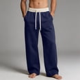thumbnail image 4 of Men's High Waist Wide Leg Sweatpants Soft Fleece Drawstring Pants with Pockets Baggy Loose Fit Casual Lounge Wear, 4 of 8