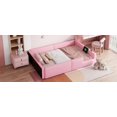 thumbnail image 4 of Twin Size Upholstered Platform Bed with Guardrail and Charging Station, Pink, 4 of 9